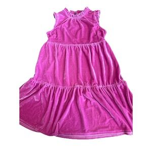 Crewcuts J Crew Dress Pink Velvet Stretch Summer Holiday Tiered 8